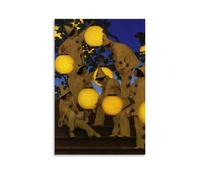 Maxfield Parrish The Lantern Bearers, Art Nouveau Prints with Luminous Lanterns And Figures for Wall Decor Art Canvas Painting Decor Wall Print Photo Home Modern Decoratives Unframe 08x12inch(20x30cm
