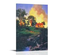 Maxfield Parrish Works《Hunt Farm》Printing Posters Modern Home Artworks Aesthetic Picture Print Canvas Wall Decor for Daily Use 08x12inch(20x30cm)