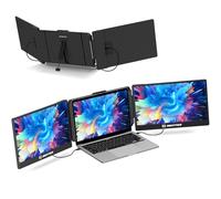 Maxfree S2 Triple Monitor for Laptop, 14'' Laptop Monitor Extender Plug & Play, 1080P HD Portable Laptop Screen Extender for 13-17'' Laptops, Compatible with Windows/Mac/Surface/Android/Switch