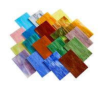 MaxGrain 20 Sheets Variety Stained Glass Sheets,4x6 inch Tiffany Stained Glass Packs Art Glass Sheet for DIY Crafts, Mixed Bright Color and Patterns
