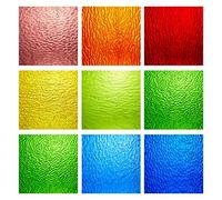 MaxGrain 6x6 inch Rainbow Transparent Textured Stained Glass Sheets Colored Cathedral Glass Packs, 8 Sheets Variety Bright Colors
