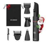 Body Hair Trimmer Men, MAXGROOM 4 in 1 Electric Body Groomer Beard Trimmer Men with Nose Hair Trimmer, Rechargeable Manscape Electric Razor for Body, Private Parts, Beard, Back, Pubic (Black-1)