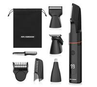 Body Hair Trimmer Men, MAXGROOM 4 in 1 Electric Body Groomer Beard Trimmer Men with Nose Hair Trimmer, Rechargeable Manscape Electric Razor for Body, Private Parts, Beard, Back, Pubic (Black-1)