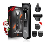 MAXGROOM Manscape 3 in 1 Body Hair Trimmer Men, Electric Razor for Pubic Hair,Ball Shaver with Controllable LED Light, IPX7 Waterproof Body Shaver for Mens Grooming, LED Display Type-C USB