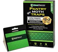 MAXGUARD Pantry Moth Traps (12 Pack +2 Free) with Extra Strength Pheromones | Non-Toxic Sticky Glue Trap for Food and Cupboard Moths in Your Kitchen | Trap and Kill Seed Grain Flour Meal Moths |