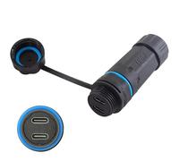 Maxhood 10Gbps Waterproof USB C Connector, 2Port USB C Female to Female Panel Mount Waterproof Connector, USB 3.1 Type C Extender Passthough Bulkhead Outdoor Charging Data Socket,1pcs