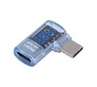 Maxhood 140W USB C Right Angle Adapter with Digital Display, 40Gbps &8K Video 90 Degree Right Angle USB C Adapter Type C Extender for Macbook, PC, 1Pack in Blue