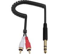 Maxhood 2.6ft 1/4 Inch TRS to RCA Stereo Audio Cable, Spring Coiled, Compatible with AV Receiver, Amplifier, Home Theater, HDTV, Gaming Console, Hi-Fi System, Smartphone
