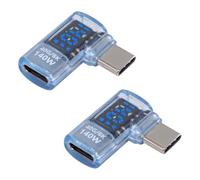 Maxhood 40Gbps USB C Right Angle Adapter with Digital Display, Male to Female, Type C Extender Support 140W PD Fast Charging 8K Video for Iphone, Macbook, 2Pack Blue