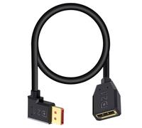 Maxhood 54Gbps Displayport Extension Cable 0.5m, 90 Degree Left Angle, 16K@30Hz, 8K@120Hz, 4K@240Hz 165Hz, Displayport 2.1 Male to Female Cable Support HDR, HDCP for Gaming Monitor, TV, Graphics