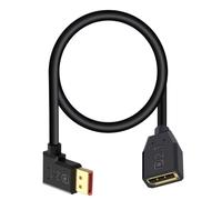Maxhood 54Gbps Displayport Extension Cable 0.5m, 90 Degree Right Angle Displayport 2.1 Male to Female Cable Support for 16K@30Hz, 8K@120Hz, 4K@240Hz 165Hz, HDR, HDCP,Gaming Monitor, TV, Graphics