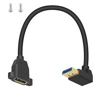 Maxhood 8k Displayport 1.4 Cable, 90 Degree Displayport 1.4 Cable, Downward Angled DP Male to Female Extension Cable with Screw Panel Mount Support 8K/60Hz, 4K/144Hz, 30cm
