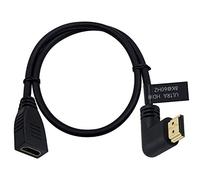 Maxhood 8K HDMI Extension Cable 2FT, 90 Degree Left Angle Male to Female HDMI 2.1 Cable, 48Gbps High Speed, with 8K@60Hz, 4K@120Hz, HDR, Compatible for Roku TV Stick, HDTV, PS5/PS4