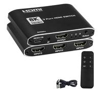 Maxhood 8K HDMI Switch 3 in 1 Out, 3 Port HDMI 2.1 Switch with Remote, Support 4K@120Hz, 8K@60Hz Switcher Splitter Hub, Support 48Gbps, HDCP 2.3, HDR 10+, 1080P@240Hz for Xbox PS5 Roku