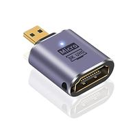 Maxhood 8K Micro HDMI to HDMI Adapter, 48Gbps, 8K@60Hz, 3D Bidirectional Micro HDMI Male to Female Adapter Compatible for Hero 7/Raspberry Pi 4/Camera, 1pcs