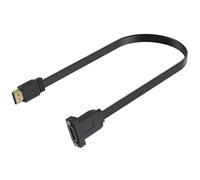 Maxhood Flat HDMI 2.0 Cable 1.5ft, High Speed 18Gbps HDMI to HDMI Male to Female Extension Cable with Screw Panel Mount, Support Ethernet 4K@60Hz 3D 2160p for UHD TV, Playstation PS4 PS3