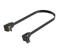 Maxhood Flat HDMI Cable 1.5ft, 4K 90 Degree HDMI Cable, 18Gbps Panel Mount HDMI Extension Cable, Down Angled HDMI Male to Up Angled HDMI Female Cord Support for Ethernet 3D 4K Monitors HDTV