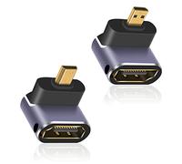 Maxhood Micro HDMI to HDMI Adapter 8K, Up & Down Angle 90 Degree Micro-HDMI 2.1 Male to Female Extension Adapter with Bidirectional 48Gbps High Speed for Hero 7/Raspberry Pi 4, 2-Pack