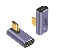 Maxhood Right Angle USB C Adapter 240W, 90 Degree USB C Adapter 40Gbps, 8K@60Hz Type C Extender Male to Female Extension Thunderbolt 4 Connector with LED Light for ipad, Steam Deck, 2-Pack