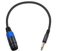 Maxhood Speakon to 6.35mm Speaker Cable, Speakon Female Plug to 1/4 TS Plug 22AWG Speaker Wire for Audio Amplifier Connection Heavy Duty Cord Wire with Twist Lock, 1.5ft