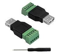 Maxhood USB 2.0 Screw Terminal Block Connector, 2Pack USB 2.0 Type A Female to 5 Pin Screw Terminal Plug Adapter Connector Converter, 2 Pack (USB 2.0 Female Breakout Board)