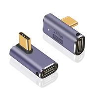 Maxhood USB C Right Angle Adapter 240W, Right Angle USB C Adapter 40G, USB C Adapter 90 Degree USB C Male to Female Extender Support 8K Video with LED Light for ipad, MacBook, Tablet, Phone, 2pcs