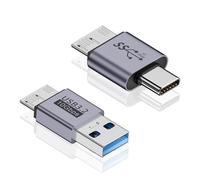 Maxhood USB to Micro B Adapter Kit, USB C to Micro B Adapter + USB A to Micro B Adapter, 10Gbps Micro B Male to USB 3.2 Male Adapter for Hard Drive Cable, USB 3.0 External Portable SSD HDD