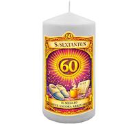 Maxi 60th Birthday Candle with Papyrus - Ironic and Affectionate Wishes - Large Format - Guaranteed Scenic Effect