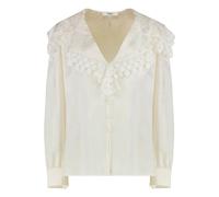 Maxi-collar Blouse in Silk Jacquard & Lace, female, Chloé, Blouses, White, M, Blouses & Shirts M