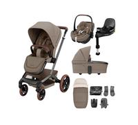 Maxi-Cosi Fame Pushchair Bundle with Pebble 360 Pro² Car Seat (9 Pieces)- Truffle with Brown Wheels Twillic Truffle