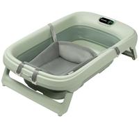 Maxi-Cosi Indigo Plus Foldable Baby Bath Tub with Newborn Insert, 0-4 Years, Spacious Toddler Bath Tub, Integrated HighSense Thermometer, Anti-Slip, Retractable Hanging Hook, Flat Fold, Sage Green