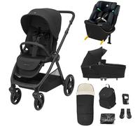 Maxi-Cosi Oxford Plus Stroller+Emerald 360 S Swivel Car Seat Bundle, Compact Foldable, 0-4 Years, Up to 22 kg, Includes Carrycot, 2-in-1 Footmuff, Backpack, Rain Cover, Accessories, Twillic Black