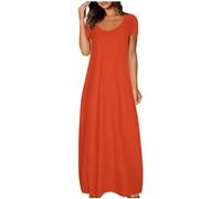 Maxi Dress for Women Short Sleeve Tshirt Dresses Solid Color Long Sundresses 2024 Trendy Casual Loose Dress Women's Fall Dresses