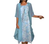 Maxi Dress with Sheer Cardigan 2 Piece Set UK Women Wedding Guest Outfits Elegant Floral Print Sleeveless Chiffon Long Tank Dresses Casual Summer Beach Holiday Party Dresses Clearance