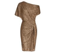 Maxi Dresses for Women 2025 Women's Sequin Sparkly Glitter Club Dress One Shoulder Ruched Bodycon Dress Wedding Guest Dresses for Women (Brown, L)