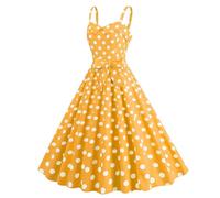 Maxi Dresses for Women 2025 Women's Sleeveless Suspender Belt with Wide Hem Retro Skirt Dress White Dress for Women (Yellow, M)