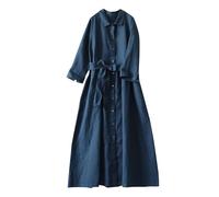 Maxi Dresses for Women UK 3/4 Sleeve Button Open Front Pocket Dress with Collar & Belt Design Casual Shirt Dress 2025 My Orders My Order Trending Deals
