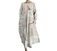 Maxi Dresses for Women UK Stylish Womens Loose Fit Dress Women's Loose Fashion Senior Long Sleeve Printed V Neck Midi Dress Shirt Fashionable Multicolour Gradient Plus Size (White, XXXL)