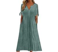 maxi dresses for women uk,Summer Dresses for Women Uk 2025 Causal V-Neck Button Short Sleeve Vacation Floral Dress with Pockets Ladies Maxi Printing Dress Elegant Beach Party Club Dresses Green XXL