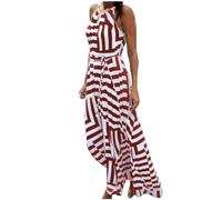 Maxi Dresses Party Dresses for Women UK Elegant Sleeveless V Neck Flowy Swing Dresses Holiday Fashion Midi Dresses Sexy Halter Dress Clearance Pregnancy Dress Watermelon Red