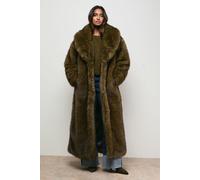 Maxi Faux Fur Plush Coat Oasis Dark Green L