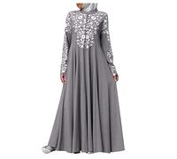 Maxi Lace Muslim Jilbab Stitching Women Abaya Dress Dress Arab Kaftan Women's Dress Dressed to The Tens Jacket (Grey, XXXL)
