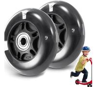 Maxi Micro Scooter Replacement Wheels - 80mm Pair, 2 LED Flash Wheels, Black