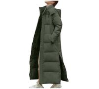 Maxi Puffer Jacket Women,Ladies Longline Padded Coat Long Hoodie Winter Warm Quilted Padded Jacket Hooded Long Parka Coats Down Coat With Removable Hood Clearance UK(Army Green,M)
