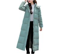 Maxi Puffer Jacket Women,Ladies Longline Padded Coat Long Hoodie Winter Warm Quilted Padded Jacket Hooded Long Parka Coats Down Coat With Removable Hood Clearance UK(Green-01,XX-Large)