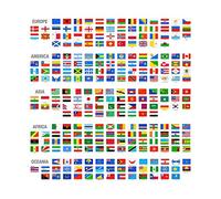 Maxi Size Chart - Flags of the World by Continent (Europe, America, Asia, Africa and Oceania) with Country Names, Wall Poster Sized 59 x 59 cm
