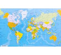 Maxi Size Detailed Map of The World with Country and City Names Large Poster Size: 84 x 52 cm