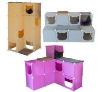 Maxi-Sized Kitty Cubby Play Tower - Modular Cat Cube Activity Centre With Scratcher And Hammock