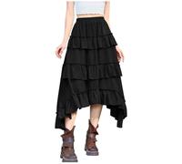 Maxi Skirt Blue 2024 Halloween Costume Medieval Court Style Retro Midi Skirt Roman Skirt Satin Women, black, XL