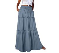 Maxi Skirt Women's Boho Vintage Printed Skirts Elastic High Waist Pleated Skirt Wedding Guest Skirt Tiered Party Dress Flowy A Line Swing Beach Long Skirt